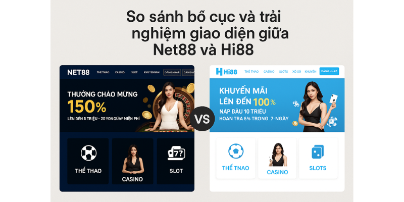 So sánh bố cục và trải nghiệm giao diện giữa Net88 và Hi88