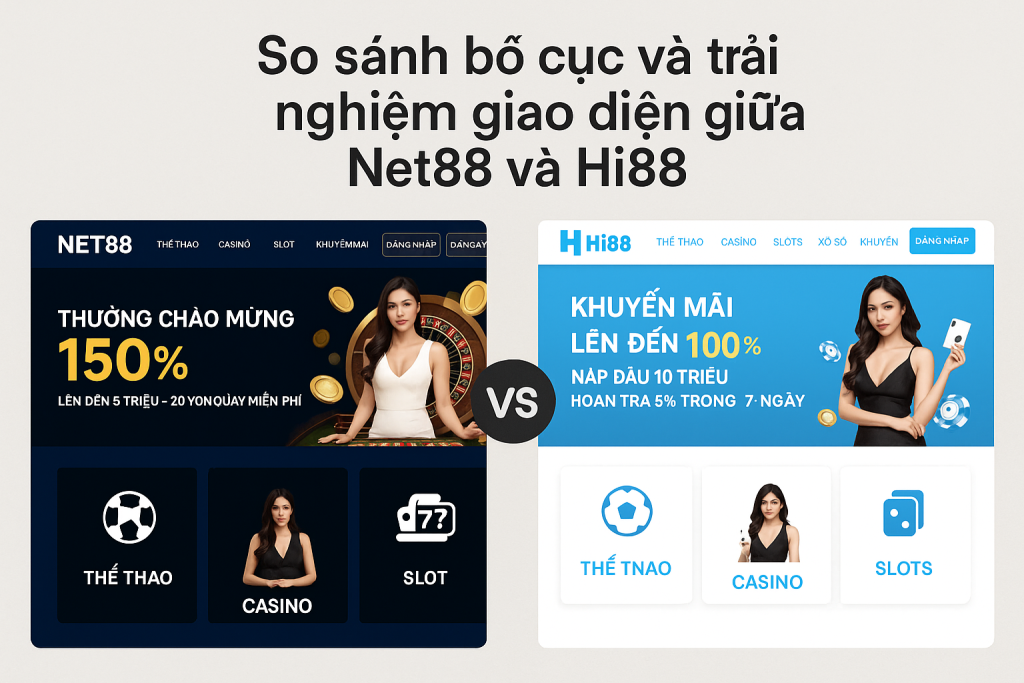So sánh bố cục và trải nghiệm giao diện giữa Net88 và Hi88